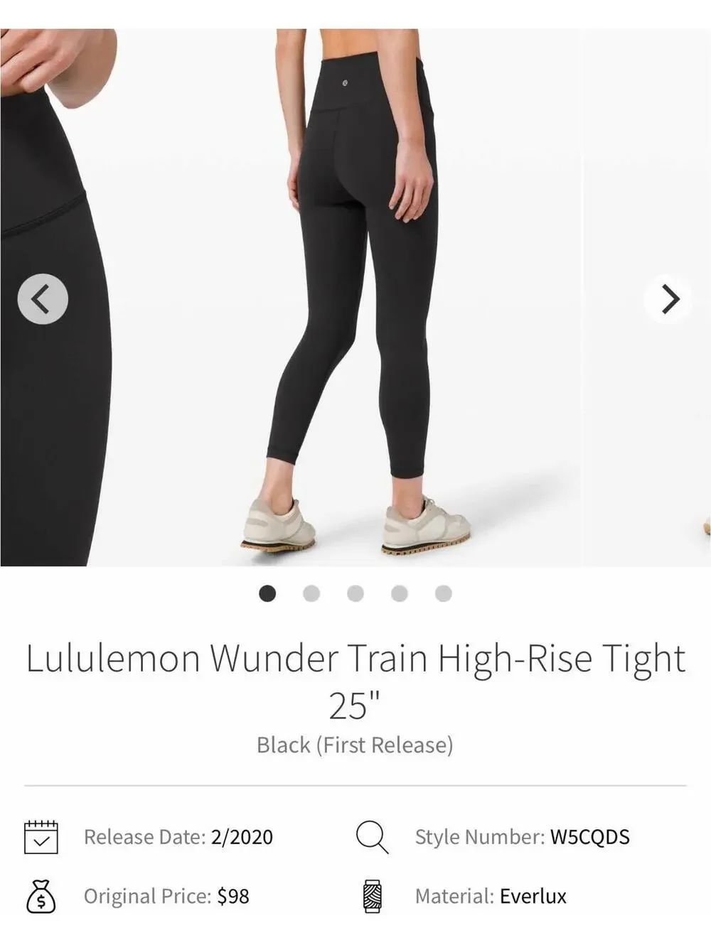 Lululemon Wunder Train High-Rise Tight 25in inseam Black size 4. Like new condit